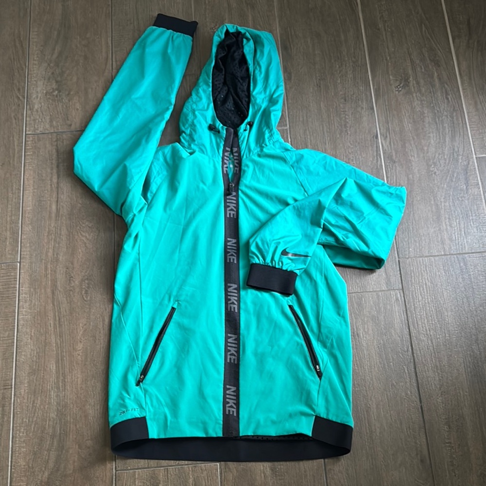 Nike Aqua Hooded Jacket with Black Trim